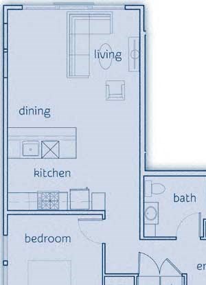 1 Bed, 1 Bath, 766 sq. ft. The Cypress floor plan