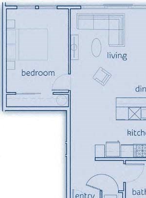 1 Bed, 1 Bath, 725 sq. ft. The Guemes floor plan