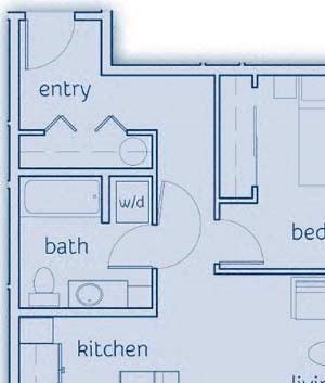 1 Bed, 1 Bath, 692 sq. ft. The Lopez floor plan