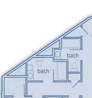 2 Bed, 2 Bath, 965 sq. ft. The Orcas floor plan
