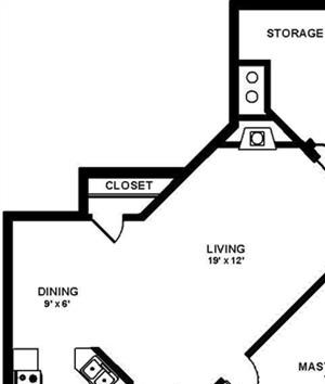 Palouse - One Bedroom-1 Bath Floorplan Palouse, 1 Bed, 1 Bath, 741 square feet floor plan