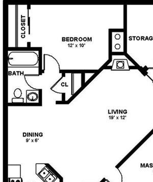 Wallace - Two Bedroom-2 Bath Floorplan Wallace, 2 Bed, 2 Bath, 950 square feet floor plan