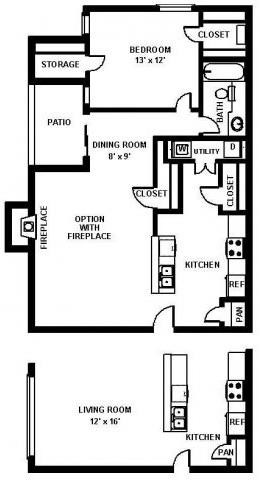 The Canville Floorplan 1 Bed, 1 Bath, 770 sq. ft. The Canville