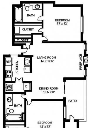 The Harrison Floorplan 2 Bed, 2 Bath, 1069 sq. ft. The Harrison