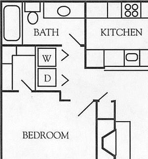 1 Bed - 1 Bath |750 sq ft floorplan