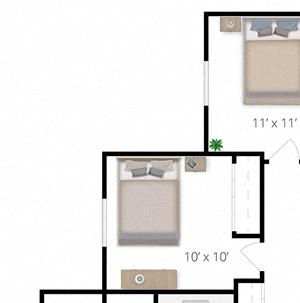 2 Bed, 1 Bath, 839 sq. ft. floor plan