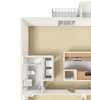 1 Bed - 1 Bath |665 sq ft 1 Bedroom 1 Bath floorplan