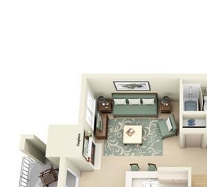 1 Bed, 1 Bath, 845 sq. ft.