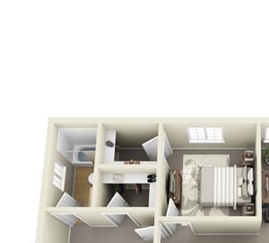 2 Bed, 2 Bath, 1012 sq. ft. Garden