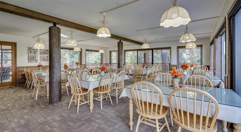 dining area with glass top tables
