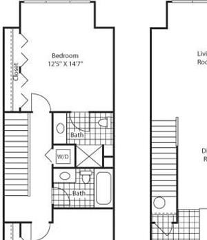2 Bed 2 Bath Floor Plan 2 Bed 2 Bath Floor Plan at Bella Terra Apartments, Mukilteo, 98275