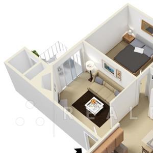 1 Bed - 1 Bath, 680 sq ft floor plan