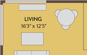 2 bed 1 bath 818 square feet floor plan
