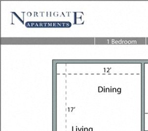 1 Bed, 1 Bath, 540 square feet floor plan