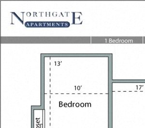 1 Bed, 1 Bath, 560 square feet floor plan