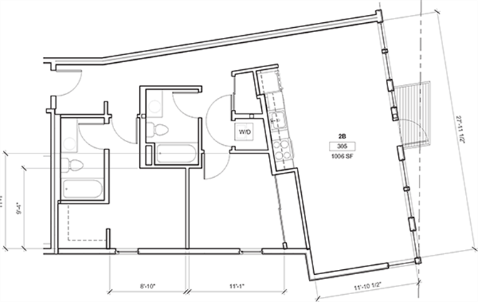 2 Bed - 2 Bath, 1059 sq ft, 2 Bedroom B floor plan