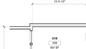 1 Bed - 1 Bath, 678 sq ft, Urban 1 Bedroom B floor plan