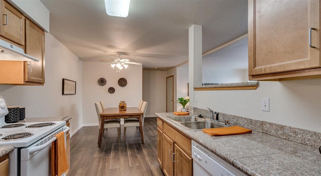 kitchen with attached dining area
