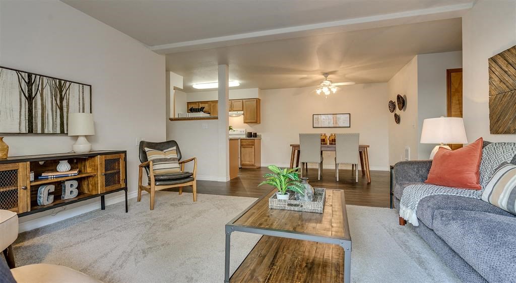 living room with carpet