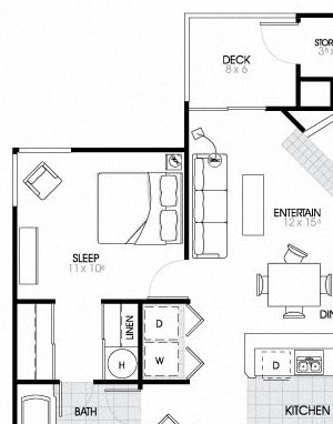 A1 Floorplan 1 Bed - 1 Bath |581 sq ft A1 Floorplan at The Fairways Apartments