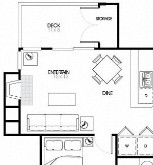A2 Floorplan 1 Bed - 1 Bath |632 sq ft A2 Floorplan at The Fairways Apartments