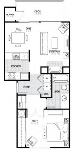 A3 Floorplan 1 Bed - 1 Bath |680 sq ft A3 Floorplan at The Fairways Apartments