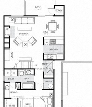 B5 Floorplan 2 Bed - 2 Bath |1127 sq ft B5 Floorplan at The Fairways Apartments