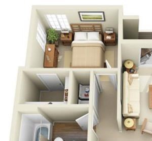 The ONeil - Two Bedroom-1 Bath Floorplan 2 Bed 1 Bath, 820 square feet floor plan The ONeil