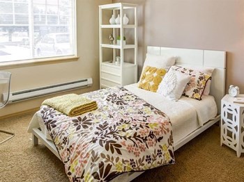 bedroom with large window
