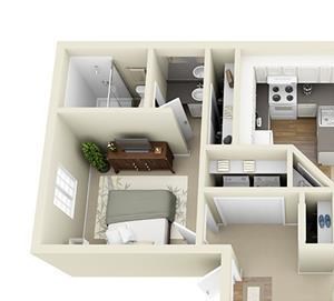 2 Bed - 2 Bath, 927 sq ft floor plan