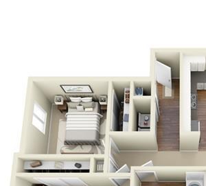 2 Bed - 2 Bath, 1050 sq ft, Hawthorne floor plan