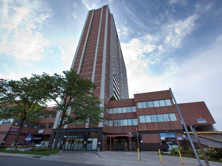 a tall building on the side of a street