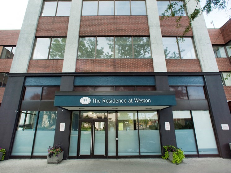 the lobby of the residence at weston entrance to the building
