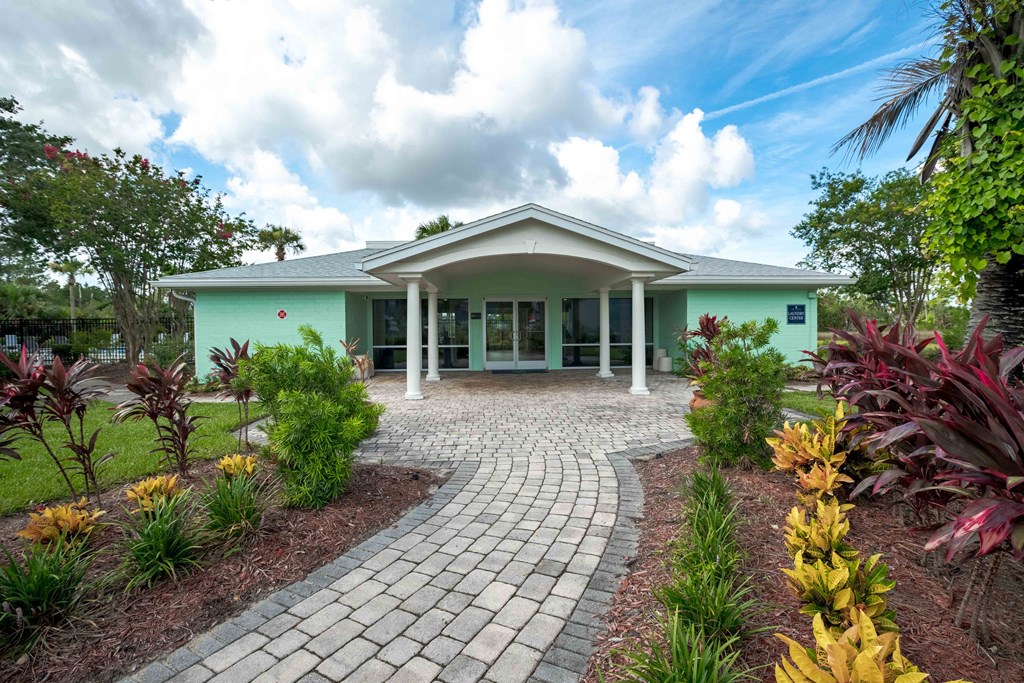 Exterior view of the leasing office at The Marley at Trout River in Jacksonville, Florida.