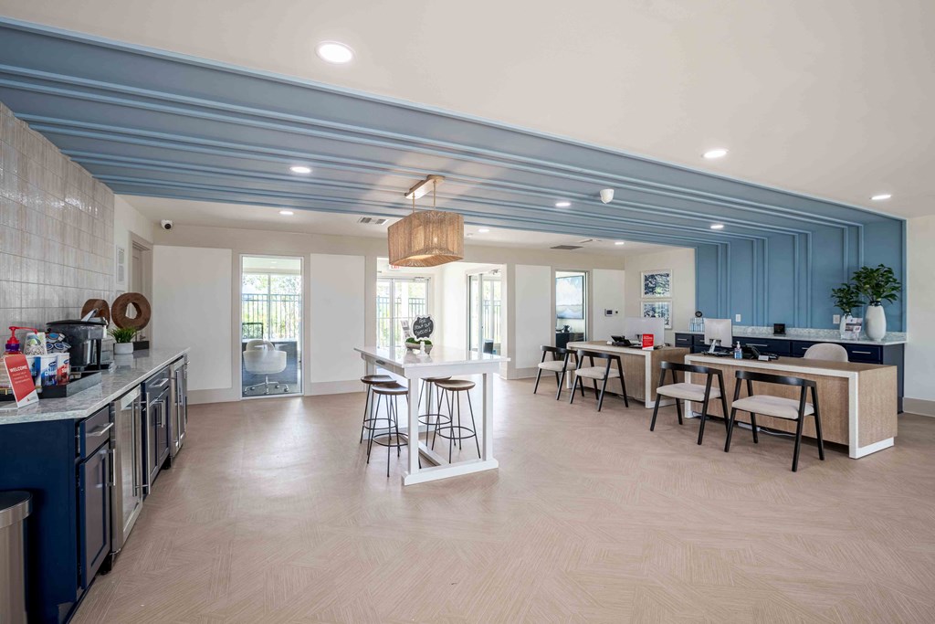 Leasing office with ample seating at The Marley at Trout River in Jacksonville, Florida.