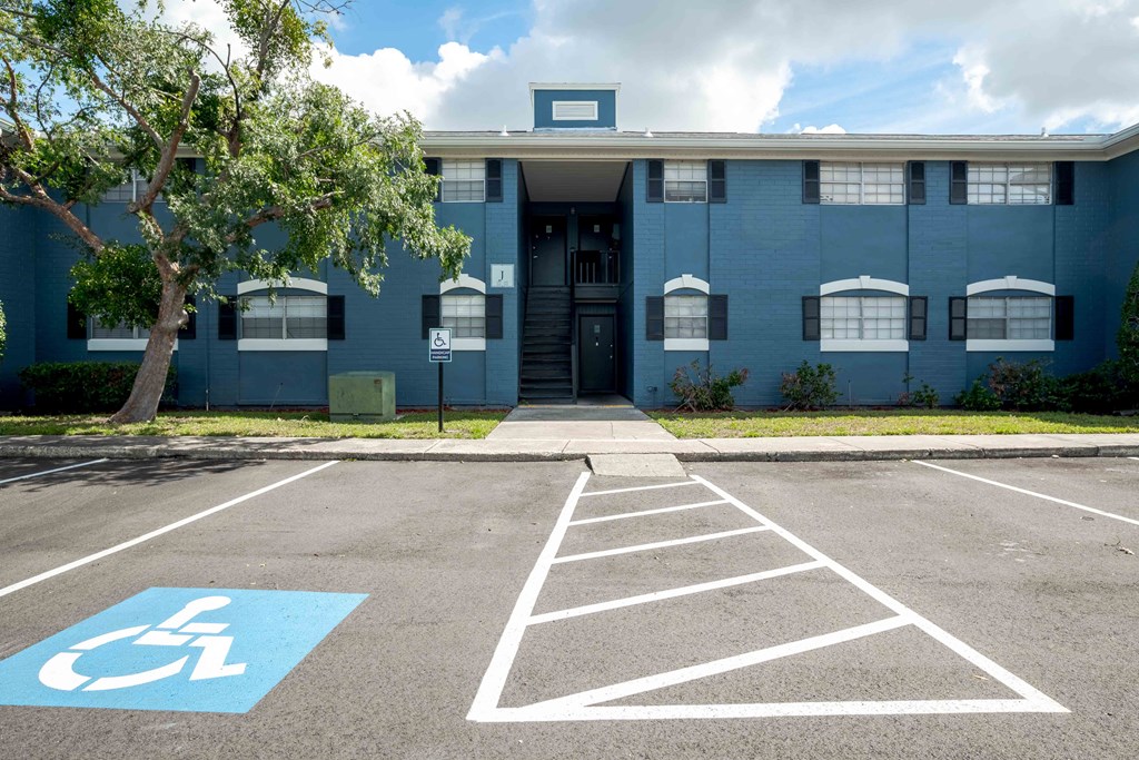 Exterior angle of the leasing office at The Marley at Trout River in Jacksonville, Florida.