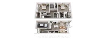 West Park Townhomes in Augusta, GA photo of two bedroom floorplan with attached garage