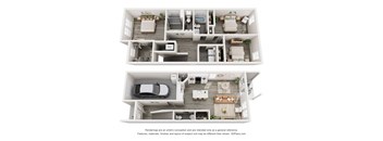 West Park Townhomes in Augusta, GA photo of three bedroom floorplan with attached garage