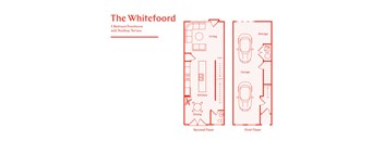 A diagram of a 3 Bedroom Townhome with Rooftop Terrace showing the layout of the rooms.