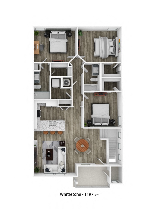 a bedroom floor plan is shown with a bed in the middle of the room and a desk