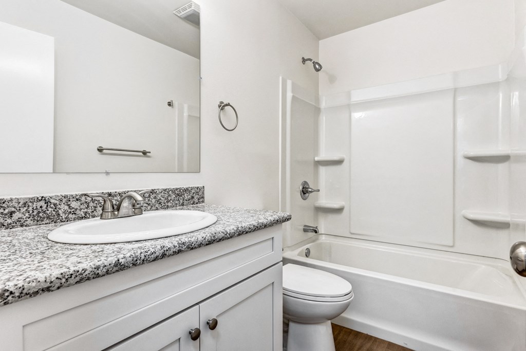 Whitney Manor Apartments in Gretna, LA photo of bathroom with sink, toilet and bathtub