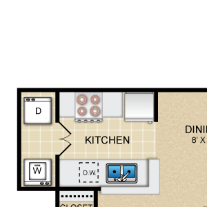 Wimberly Floorplan Wimberly 2Bed/1Bath 999 sq. ft. floorplan