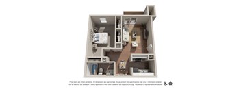 1 bedroom 1 bathroom floor plan at Woodlake Villas apartments in Orlando FL 750 sq ft pet-friendly apartment in Conway Orlando