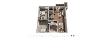 2 bedroom 2 bathroom floor plan at Woodlake Villas apartments in Orlando FL 1144 sq ft pet-friendly apartment near Conway Road