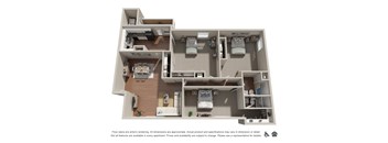 2 bedroom 2 bathroom with den floor plan at Woodlake Villas apartments in Orlando FL 1540 sq ft pet-friendly apartment in Conway Orlando