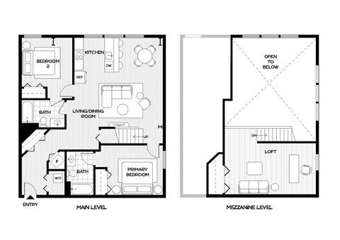 two diagrams of floor plans for a 555 sq ft house