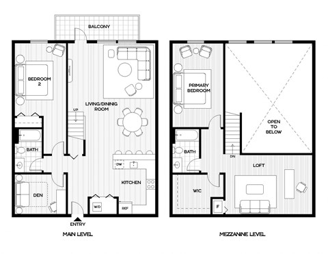 a floor plan of two different layouts of a house