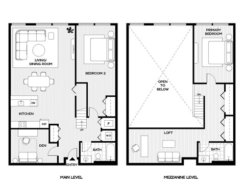 a floor plan of two different layouts of a house
