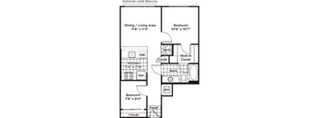 a floor plan of a house with a kitchen and a living room