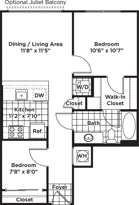 a floor plan of a house with a kitchen and a living room